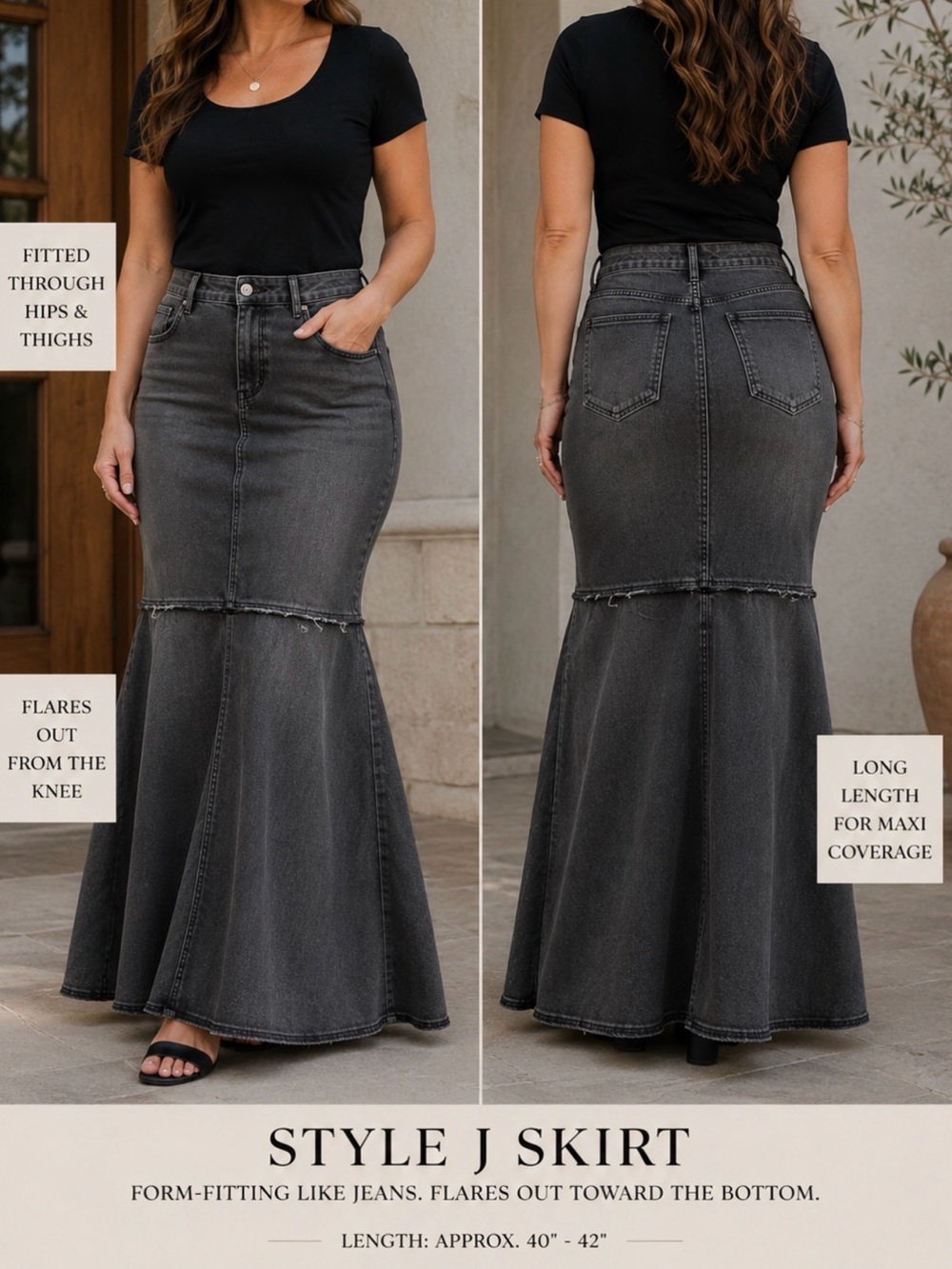 Women’s vintage Black Faded Style J Denim A-Line Skirt vintage Y2K